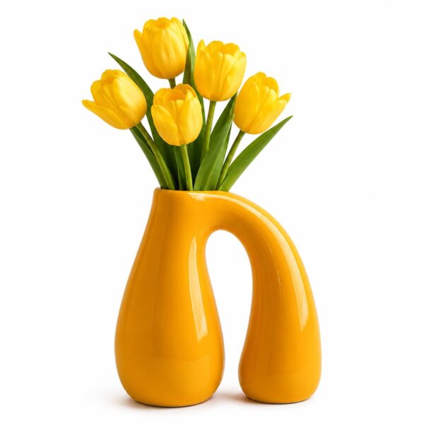 Mustard Yellow Ceramic Arch Vase