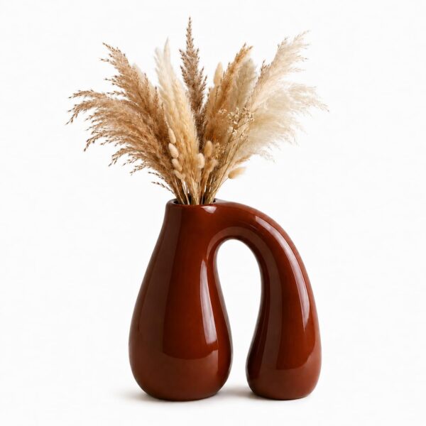 Earth Brown Ceramic Arch Vase