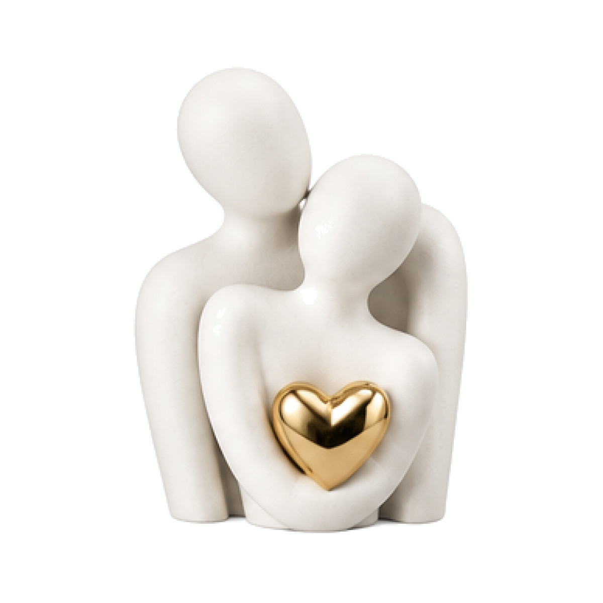 Ceramic Couple Sculpture with Gold Heart