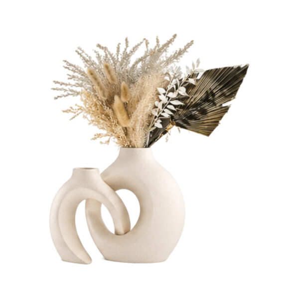Hollow Ceramic Vase Pair